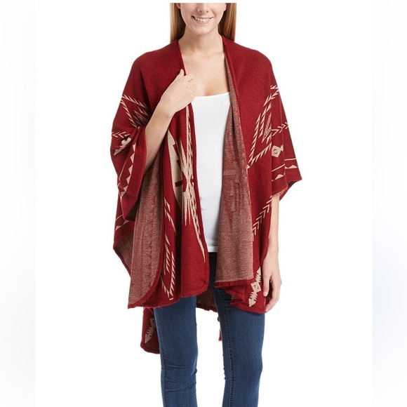 Francesca’s Southwest Print Poncho Wrap OS NWT Boho Open Front Kimono Style - Picture 1 of 11